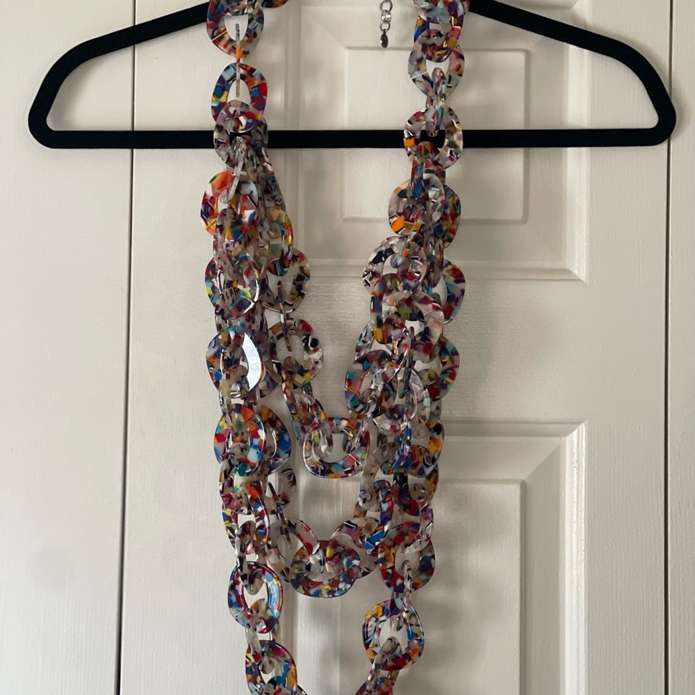 Sassy Jones Multicolor Resin Link Statement Necklace - Picture 2 of 3